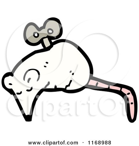 Cartoon of a White Wind up Toy Mouse - Royalty Free Vector Illustration by lineartestpilot