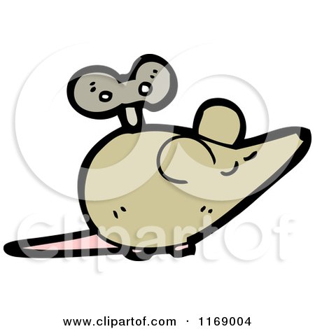 Cartoon of a Brown Wind up Toy Mouse - Royalty Free Vector Illustration by lineartestpilot