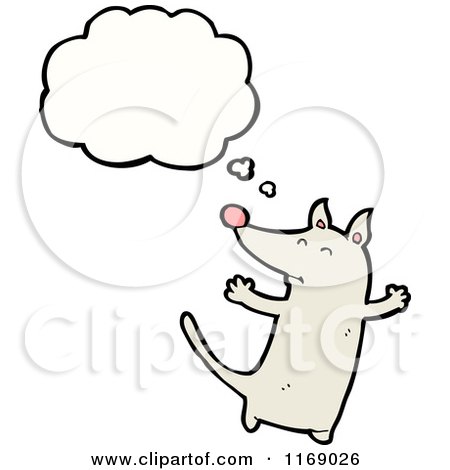 Cartoon of a Thinking White Mouse - Royalty Free Vector Illustration by lineartestpilot