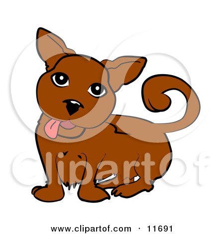 Cute Little Dog Hanging His Tongue Out Clipart Illustration by AtStockIllustration