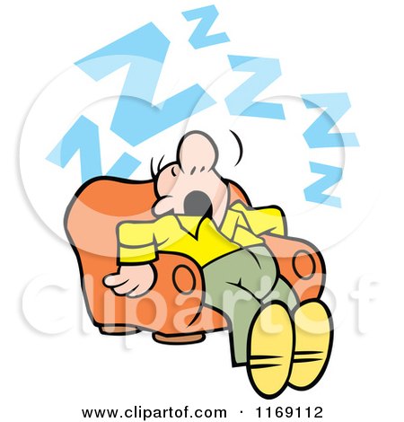 Cartoon of a Man Getting Some Zs in an Arm Chair - Royalty Free Vector Clipart by Johnny Sajem
