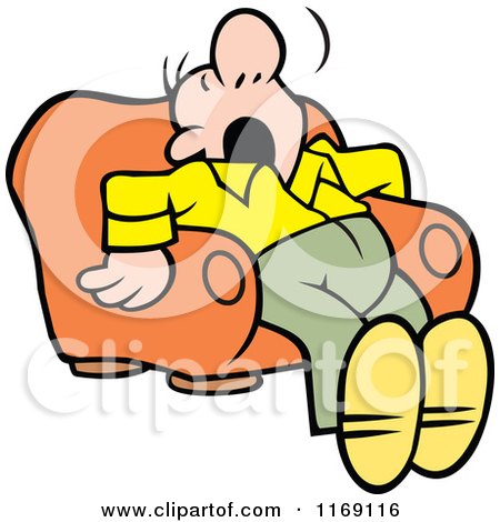 Cartoon of a Man Dozing in an Arm Chair - Royalty Free Vector Clipart by Johnny Sajem
