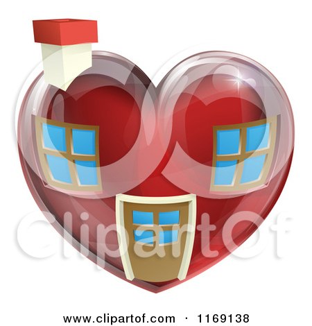 Clipart of a Red Heart Shaped Home - Royalty Free Vector Illustration by AtStockIllustration