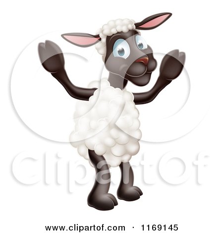 Cartoon of a Happy Sheep Standing - Royalty Free Vector Clipart by AtStockIllustration