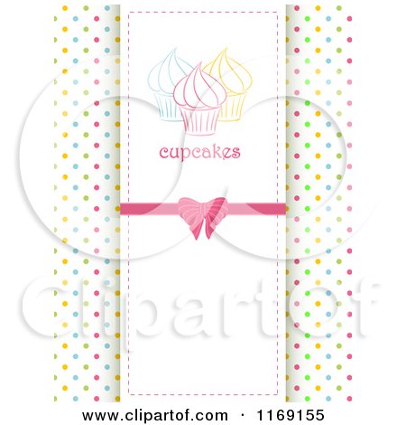 Clipart of a Cupcake Label over Colorful Polka Dots and Copyspace - Royalty Free Vector Illustration by elaineitalia