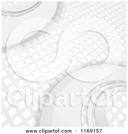 Clipart of a 3d White Mosaic Grid and Curve Pattern - Royalty Free Vector Illustration by elaineitalia