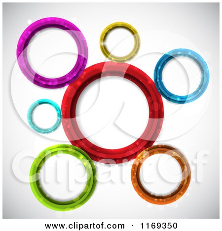Clipart of a Background of Colorful Circles with Flares - Royalty Free Vector Illustration by KJ Pargeter