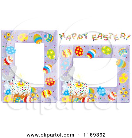 Cartoon of Easter Bunny Cake and Egg Frames - Royalty Free Vector Clipart by Alex Bannykh