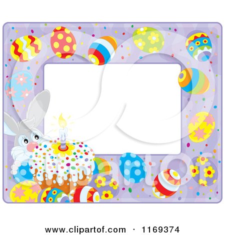 Cartoon of an Easter Bunny Cake and Egg Frame 2 - Royalty Free Vector Clipart by Alex Bannykh