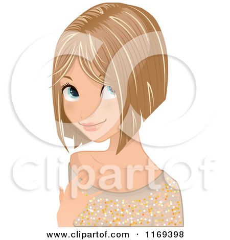 Clipart of a Dirty Blond Haired Girl Sporting a Cute Haircut - Royalty Free Vector Illustration by Melisende Vector