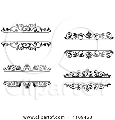 Clipart of Black and White Floral Frames 2 - Royalty Free Vector Illustration by Vector Tradition SM