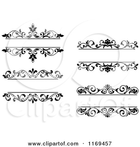 Clipart of Black and White Floral Frames - Royalty Free Vector Illustration by Vector Tradition SM