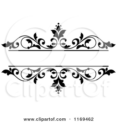 Clipart of a Black and White Floral Frame - Royalty Free Vector Illustration by Vector Tradition SM