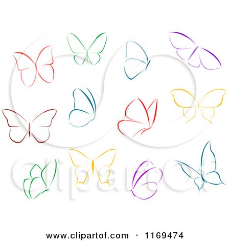 Clipart of Colorful Butterflies - Royalty Free Vector Illustration by Vector Tradition SM