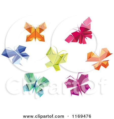 Clipart of Colorful Origami Butterflies - Royalty Free Vector Illustration by Vector Tradition SM