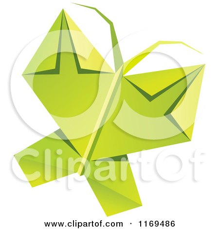 Clipart of a Green Origami Butterfly - Royalty Free Vector Illustration by Vector Tradition SM