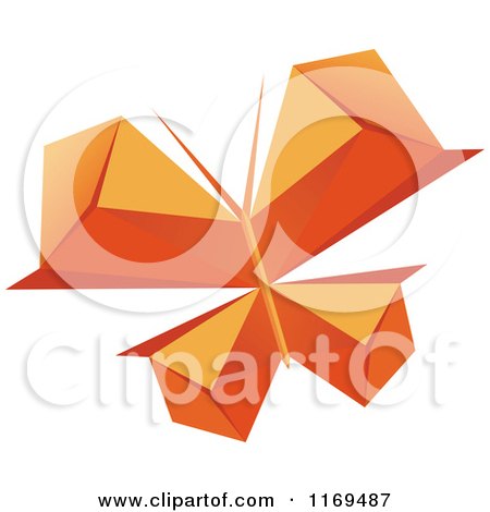Clipart of an Orange Origami Butterfly 2 - Royalty Free Vector Illustration by Vector Tradition SM