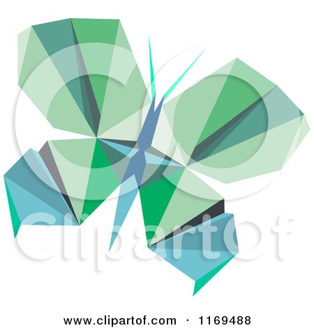 Clipart of a Green and Blue Origami Butterfly - Royalty Free Vector Illustration by Vector Tradition SM