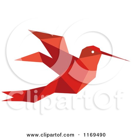 Clipart of a Red Origami Hummingbird 5 - Royalty Free Vector Illustration by Vector Tradition SM
