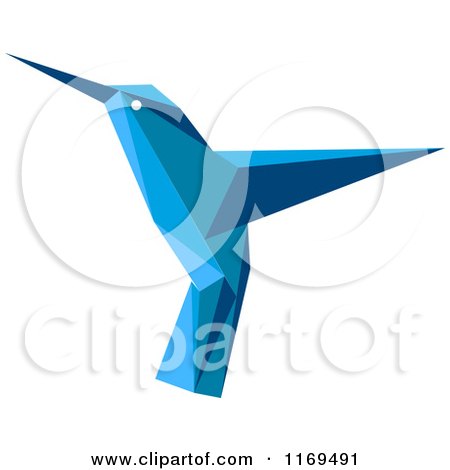 Clipart of a Blue Origami Hummingbird 7 - Royalty Free Vector Illustration by Vector Tradition SM