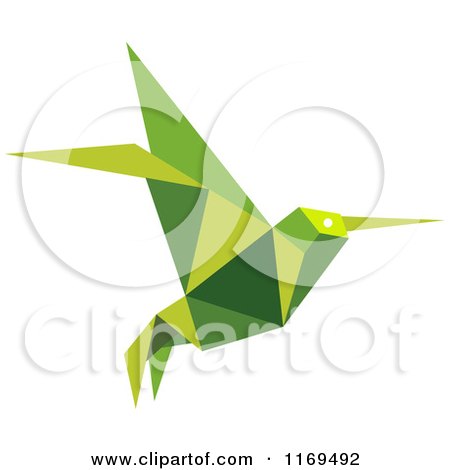 Clipart of a Green Origami Hummingbird 7 - Royalty Free Vector Illustration by Vector Tradition SM