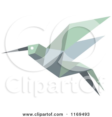 Clipart of a Green Origami Hummingbird 8 - Royalty Free Vector Illustration by Vector Tradition SM