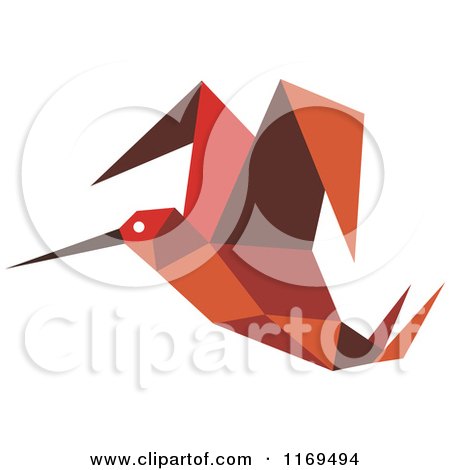Clipart of a Red Origami Hummingbird 6 - Royalty Free Vector Illustration by Vector Tradition SM