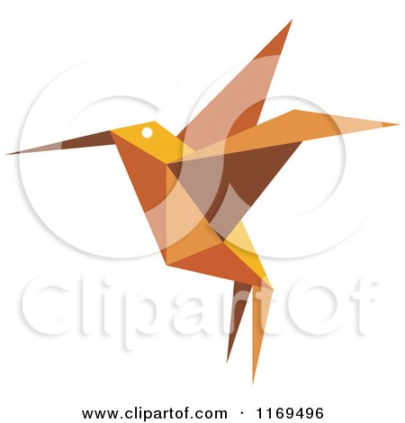 Clipart of a Orange Origami Hummingbird 6 - Royalty Free Vector Illustration by Vector Tradition SM