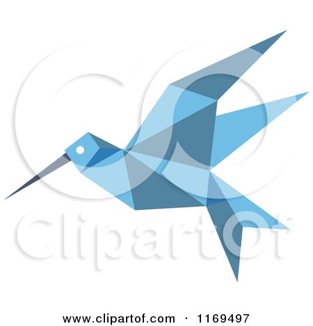 Clipart of a Blue Origami Hummingbird 8 - Royalty Free Vector Illustration by Vector Tradition SM