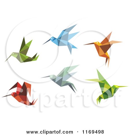 Clipart of Origami Hummingbirds 6 - Royalty Free Vector Illustration by Vector Tradition SM
