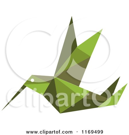 Clipart of a Green Origami Hummingbird 6 - Royalty Free Vector Illustration by Vector Tradition SM
