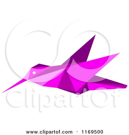 Clipart of a Pink Origami Hummingbird 2 - Royalty Free Vector Illustration by Vector Tradition SM