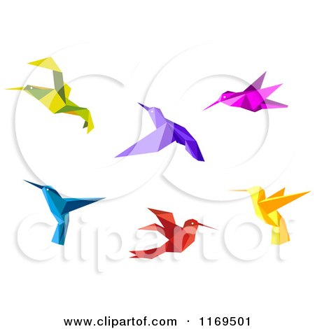 Clipart of Origami Hummingbirds 7 - Royalty Free Vector Illustration by Vector Tradition SM
