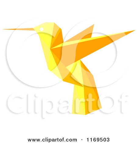 Clipart of a Yellow Origami Hummingbird 4 - Royalty Free Vector Illustration by Vector Tradition SM