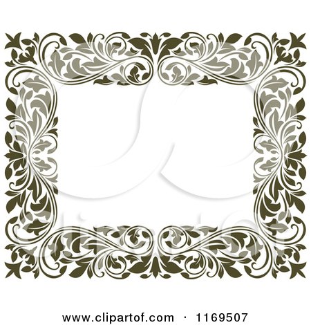 Clipart of a Frame of Ornate Vines on White 5 - Royalty Free Vector Illustration by Vector Tradition SM