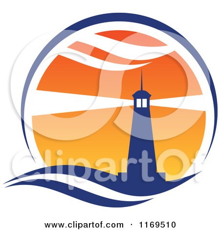 Clipart of a Lighthouse and Beacon at Sunset 3 - Royalty Free Vector Illustration by Vector Tradition SM