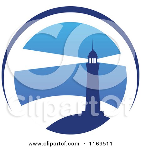 Clipart of a Lighthouse and Beacon over Blue 2 - Royalty Free Vector Illustration by Vector Tradition SM