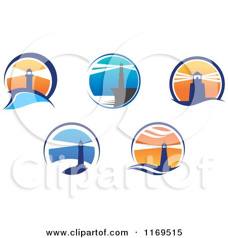 Clipart of Lighthouse and Beacons - Royalty Free Vector Illustration by Vector Tradition SM
