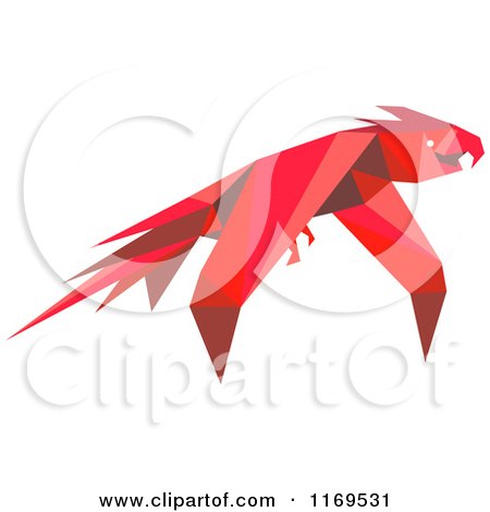 Clipart of a Red Origami Paper Parrot 3 - Royalty Free Vector Illustration by Vector Tradition SM