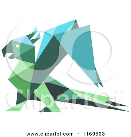 Clipart of a Green Origami Paper Parrot 2 - Royalty Free Vector Illustration by Vector Tradition SM