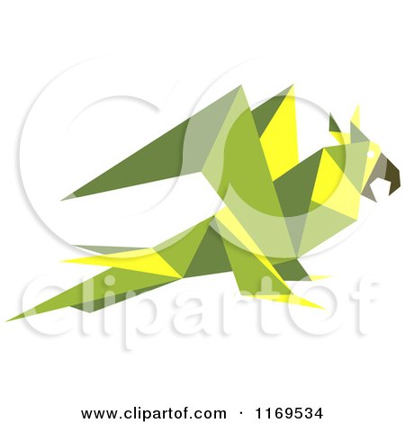 Clipart of a Green Origami Paper Parrot 3 - Royalty Free Vector Illustration by Vector Tradition SM