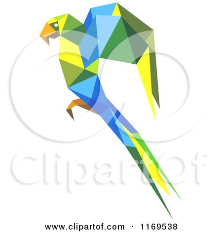 Clipart of a Colorful Origami Paper Parrot - Royalty Free Vector Illustration by Vector Tradition SM