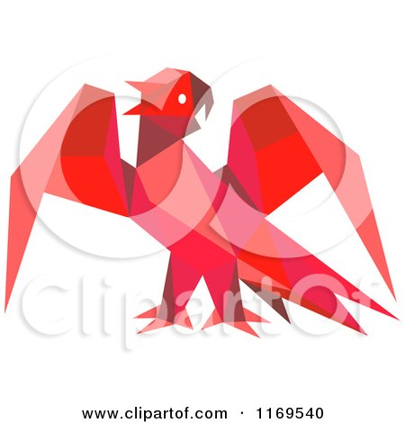 Clipart of a Red Origami Paper Parrot 2 - Royalty Free Vector Illustration by Vector Tradition SM
