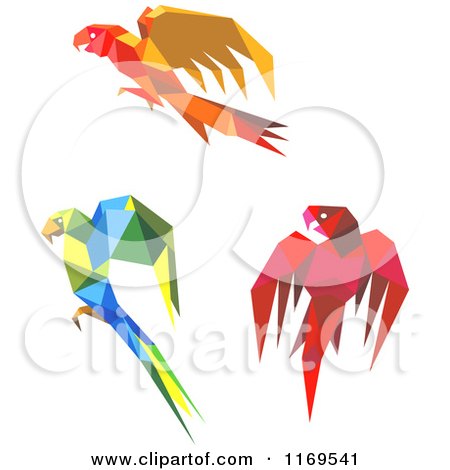 Clipart of Origami Paper Parrots 2 - Royalty Free Vector Illustration by Vector Tradition SM