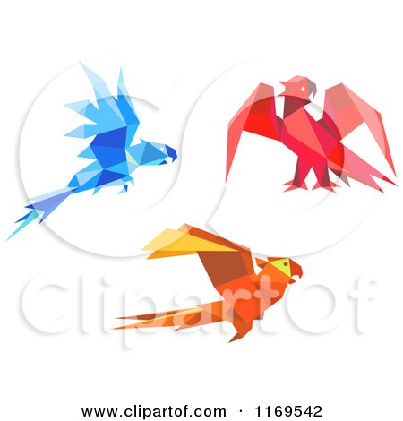 Clipart of Origami Paper Parrots 3 - Royalty Free Vector Illustration by Vector Tradition SM