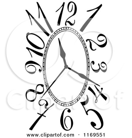 Clipart of a Black and White Wall Clock - Royalty Free Vector Illustration by Vector Tradition SM