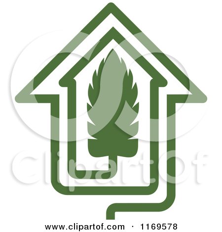 Clipart of a Green Leaf House - Royalty Free Vector Illustration by Vector Tradition SM