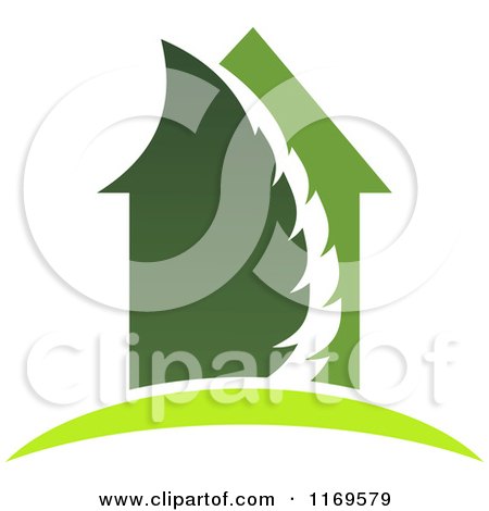 Clipart of a Green Leaf House 2 - Royalty Free Vector Illustration by Vector Tradition SM