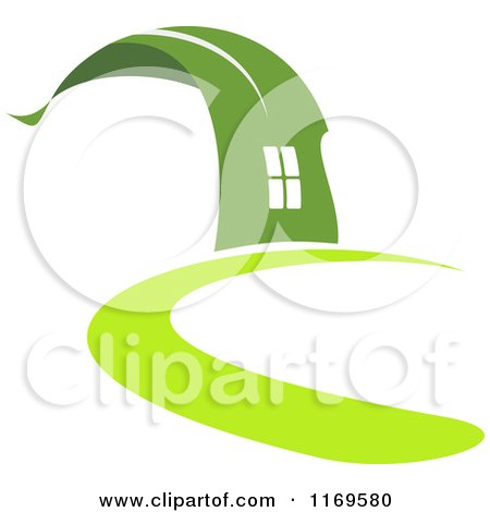 Clipart of a Green Leaf House 3 - Royalty Free Vector Illustration by Vector Tradition SM