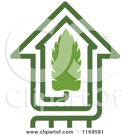 Clipart of a Green Leaf House 4 - Royalty Free Vector Illustration by Vector Tradition SM